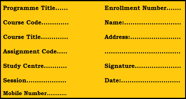 Front page of IGNOU Assignments